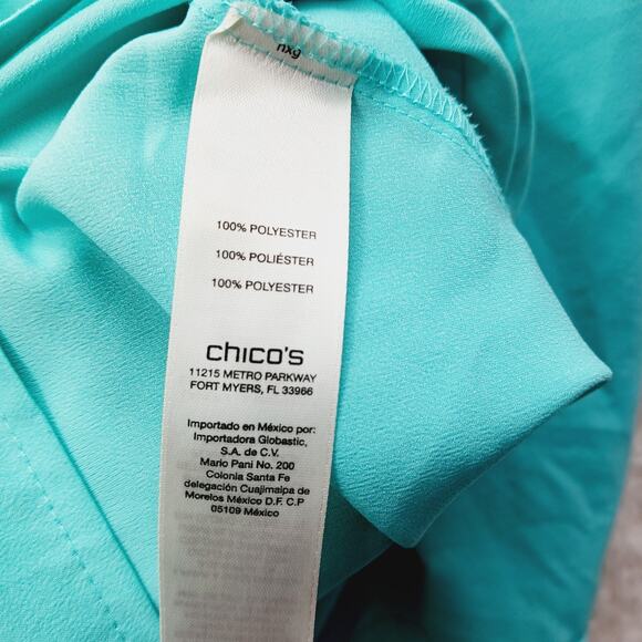 Blouse Chico 3 Tie Front Aqua Chic Relaxed Breezy Summercore Lagenlook Soft Girl - Picture 7 of 9
